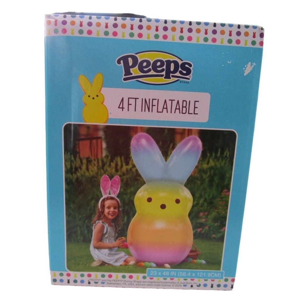 Rainbow Easter Bunny Inflatable Peep New 4ft Tall Multi Color Pastel Ombre